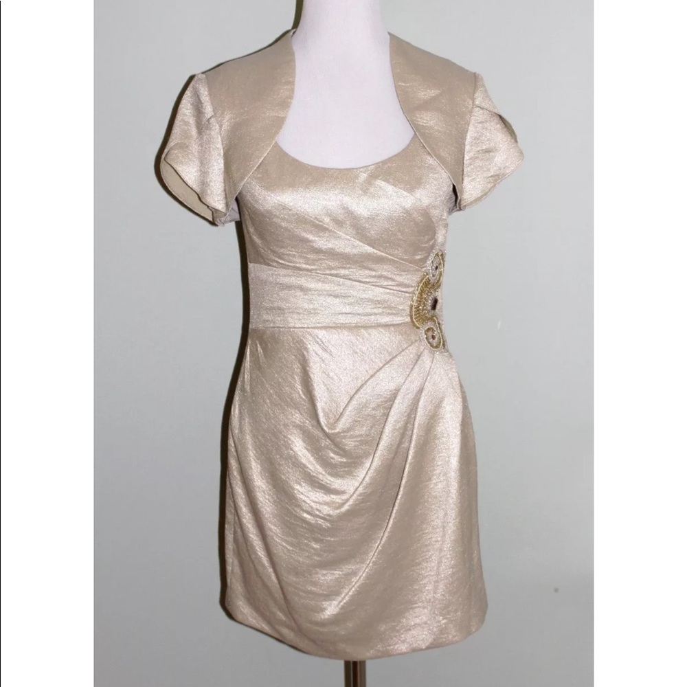Adrianna Papell Occasion Dress Size 8 Gold 2 Pc